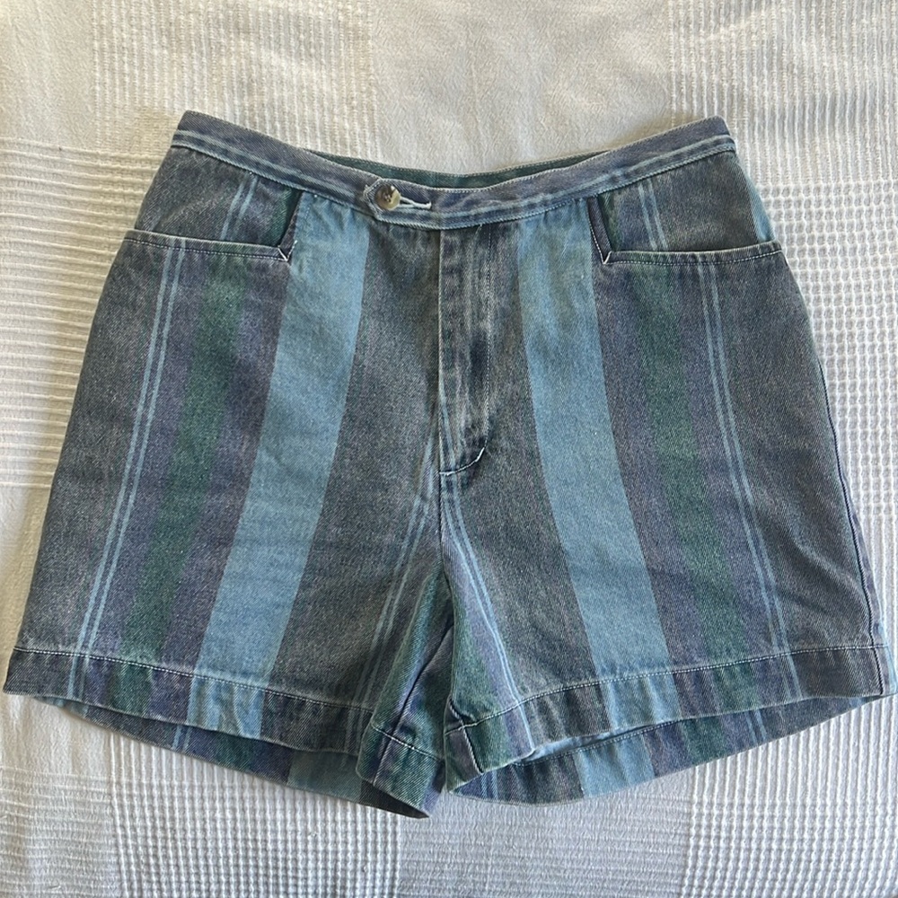 Vintage striped denim shorts